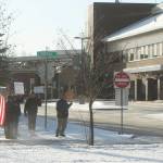 Protesters demonstrate outside of Central Peninsula Hospital on Friday, Nov. 5, 2021 in Soldotna, Alaska. The group was advocating for the use of ivermectin as a treatment option for a COVID-19 patient hospitalized at CPH. (Ashlyn OHara/Peninsula Clarion)
