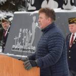Kenai city mayor Brian Gabriel speaks at the Veterans Day celebration at Leif Hansen Memorial Park on Thursday, Nov. 11, 2021. (Camille Botello/Peninsula Clarion)