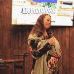 Delana Green fields questions from a panel of judges during a Spark Soldotna event at the Lone Moose Lodge on Friday, Nov. 12, 2021 in Soldotna, Alaska. (Ashlyn OHara/Peninsula Clarion)