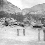 This June 1912, file photo provided by the U.S. Geological Survey shows ash drifts around Katmai villages then-new Russian Orthodox church after the eruption of Novarupta Volcano in Katmai National Park and Preserve in Alaska. An unusual alert was issued by volcano scientists Wednesday, Nov. 17, 2021, warning that an ash cloud was headed toward Alaskas Kodiak Island. The ash is from the powerful 1912 eruption of Novarupta, a volcano on the Alaska Peninsula that dropped volcanic ash that is still visible today. (G.C. Martin/U.S. Geological Survey via AP, File)