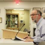 Ashlyn OHara/Peninsula Clarion 
Homer Electric Association Director of Strategic Services David Thomas testifies during a meeting of the Kenai Peninsula Borough Assembly on Oct. 12 in Soldotna.