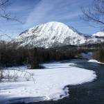 The Sterling Highway crosses the Kenai River near the Russian River Campground on March 15, 2020 near Cooper Landing, Alaska. (Jeff Helminiak/Peninsula Clarion)