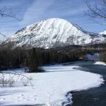 The Sterling Highway crosses the Kenai River near the Russian River Campground on March 15, 2020 near Cooper Landing, Alaska. (Jeff Helminiak/Peninsula Clarion)