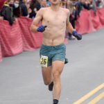Soldotnas Galen Hecht finishes 16th in the mens Mount Marathon Race on Wednesday, July 7, 2021, in Seward, Alaska. (Photo by Jeff Helminiak/Peninsula Clarion)