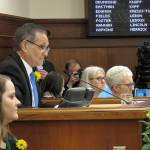 Alaska Lt. Gov. Kevin Meyer is seen on the floor of the Alaska House on Tuesday, Jan. 15, 2019, in Juneau, Alaska. Meyer, a Republican who oversees elections in Alaska, in November 2020, announced plans for a hand-count review of votes cast on a successful ballot initiative, which would change how elections in Alaska are conducted, casting the review as a way to calm questions that had been raised about the validity of election results. The Associated Press received emails on Nov. 30, 2021, hat were received by Meyers office with complaints or concerns about the election, more than a year after they were requested. (AP Photo/Becky Bohrer, File)