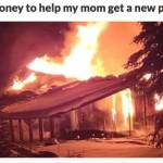 A GoFundMe page created to help Mathany Satterwhite after her house burned down features a photo of the log cabin on fire. (Screenshot)