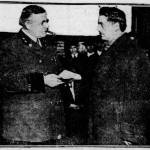 Dr. Rudolph Gries (right) is confronted by Despaines (Illinois) Police Capt. Max Danner after his arrest in January 1921. (Photo from the Chicago Tribune)