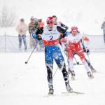 Karl Danielson, a graduate of Kenai Central currently skiing for Alaska Pacific University, wins the Under-16 and over sprint at Besh Cup 3 on Saturday, Jan. 15, 2022, at Tsalteshi Trails just outside of Soldotna, Alaska. (Photo by Jeff Helminiak/Peninsula Clarion)