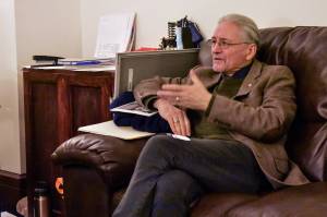 Peter Segall / Juneau Empire
Senate Minority Leader Tom Begich, D-Anchorage, speaks to the Empire in his office at the Alaska State Capitol on Thursday. Begich introduced the Alaska Reads Act with Gov. Mike Dunleavy in 2020, but despite strong bipartisan support, disruptions from the COVID-19 pandemic slowed the bills progression. But Begich is confident this will be the year a reading bill passes the Legislature.
