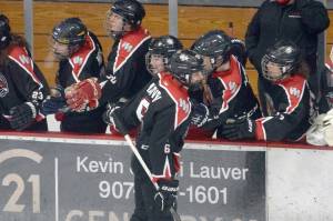 Houstons Daniel Matveev celebrates a goal against Soldotna on Thursday, Jan. 20, 2022, at the Soldotna Regional Sports Complex in Soldotna, Alaska. (Photo by Jeff Helminiak/Peninsula Clarion)