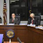 Sen. Shelley Hughes, R-Palmer; Senate President Peter Micciche, R-Soldotna; Sen. Gary Stevens, R-Kodiak and Sen. Click Bishop, R-Fairbanks, spoke to reporters Tuesday, Jan. 25, 2022, immediately following Gov. Mike Dunleavys State of the State address. Members of the Senate Republican leadership said they appreciated the governors optimism, and hoped it signaled a better relationship between the administration and the Legislature. (Peter Segall / Juneau Empire)