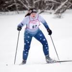 Soldotnas Alexis Wells skates to 39th place in the junior varsity freestyle race at the Kardinal Klassic at the Kenai Golf Course on Friday, Jan. 28, 2022, in Kenai, Alaska. (Photo by Jeff Helminiak/Peninsula Clarion)
