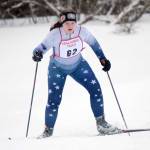 Soldotna's Alexis Wells skates to 39th place in the junior varsity freestyle race at the Kardinal Klassic at the Kenai Golf Course on Friday, Jan. 28, 2022, in Kenai, Alaska. (Photo by Jeff Helminiak/Peninsula Clarion)