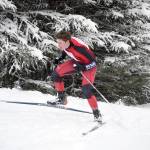 Kenais George Wright skates to 18th place in the varsity race at the Kardinal Klassic at the Kenai Golf Course on Friday, Jan. 28, 2022, in Kenai, Alaska. (Photo by Jeff Helminiak/Peninsula Clarion)