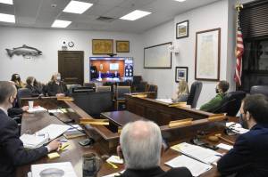 Peter Segall / Juneau Empire
The House Labor and Commerce Committee speaks Friday with Alaskas congressional delegation about the bipartisan Infrastructure Investment and Jobs Act, which is set to bring billions of dollars to the state.