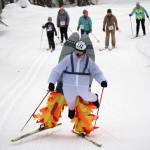 DAnna Ham rockets up a hill at the Ski for Women on Sunday, Feb. 13, 2022, at Tsalteshi Trails just outside of Soldotna, Alaska. (Photo by Jeff Helminiak/Peninsula Clarion)