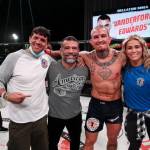 Austin Vanderford and his supporters, including his wife Paige VanZant, pose after a fight. (Photo courtesy of Lucas Noonan/Bellator)