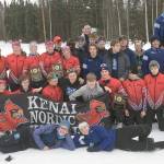 Kenai Peninsula skiers celebrate at the end of the state ski meet Saturday, Feb. 26, 2022, in Fairbanks, Alaska. (Photo provided)