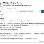 The Kenai Peninsulas Community Level is shown as medium on Monday, Feb. 28, 2022. The Centers for Disease Control and Prevention unveiled new metrics to assess COVID-19 risk level last week. (cdc.gov)
