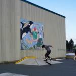 A group of young people try out the thawed skate park on Monday, Feb. 28, 2022, at the Homer Education and Recreation Complex in Homer, Alaska. The Homer City Council met Monday and heard a report by Stantec staff on a proposed design for a new community center to go on the HERC site. The design includes a skate park. (Photo by Michael Armstrong/Homer News)