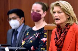 U.S. Sen. Lisa Murkowski speaks to the Alaska State Legislature in February. (Peter Segall / Juneau Empire file)