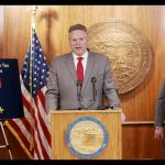 Gov. Mike Dunleavy speaks about state revenue during a press conference on Tuesday, March 15, 2022 in Juneau, Alaska. (Screenshot)
