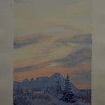 Selected Works and Sketches by Gaye Wolfe, features landscapes seen from Wolfes Diamond Ridge home, such as this view of Mount Iliamna and Cook Inlet. (Photo by Michael Armstrong/Homer News)