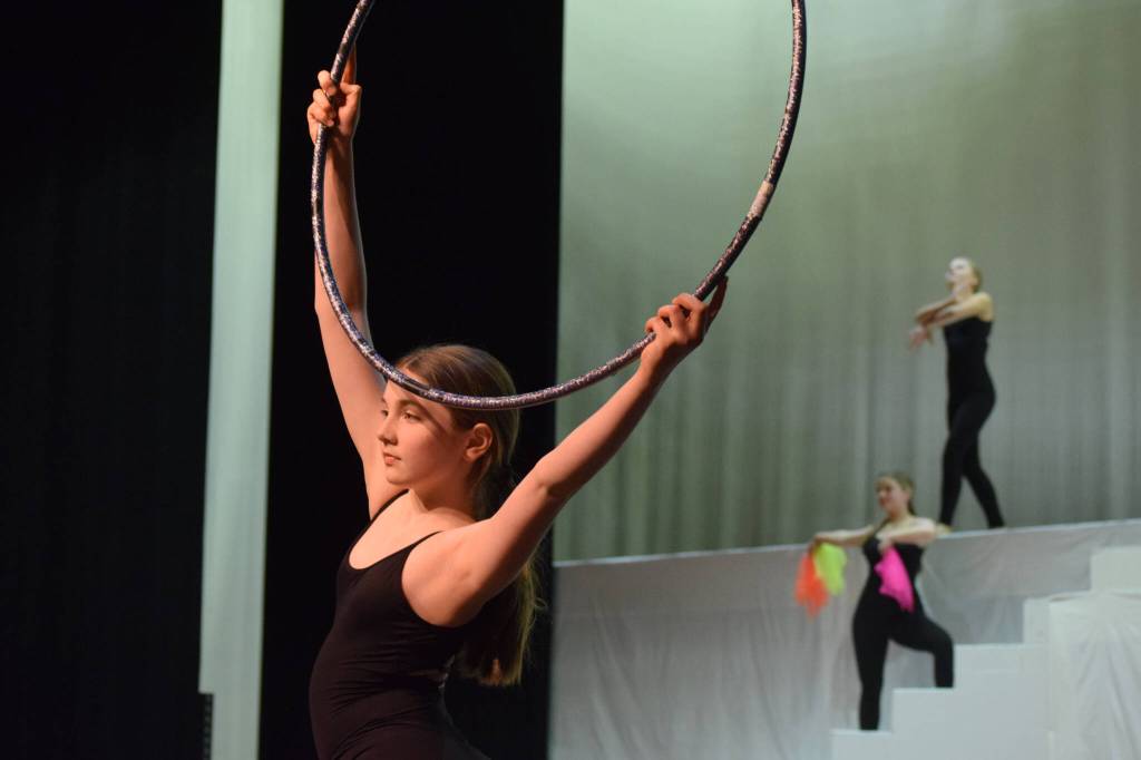 Performers prepare for the Forever Dance company showcase Among Dreams during a rehearsal on Tuesday, March 22, 2022, at the Renee C. Henderson Auditorium in Kenai, Alaska. (Camille Botello/Peninsula Clarion)