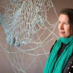 Photos by Sean McDermott 
Bunnell Street Arts Center visiting artist-in-residence Berith Stennabb poses next to one of her pieces, Anomicholistic ar.35.