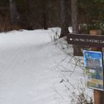 The Kenai National Wildlife Refuge trails in Soldotna, Alaska, are still covered with snow on Wednesday, March 23, 2022. (Camille Botello/Peninsula Clarion)