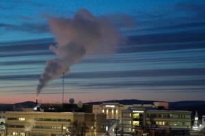 This Feb. 16, 2022, photo shows a plume of smoke being emitted into the air from a power plant in Fairbanks, Alaska, which has some of the worst polluted winter air in the United States. Over seven weeks this winter, nearly 50 scientists from the continental U.S. and Europe descended on Fairbanks to study the sources of air pollution. (AP Photo/Mark Thiessen)