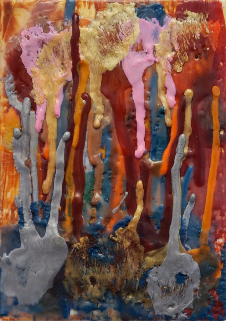 Ames Emmanual Kincaids No Gravity is an encaustic painting. (Photo by Michael Armstrong/Homer News)