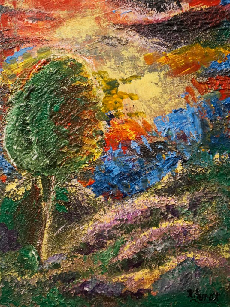 Grade 11 Connections student Lacie Triems mixed media painting. (Photo by Michael Armstrong/Homer News)