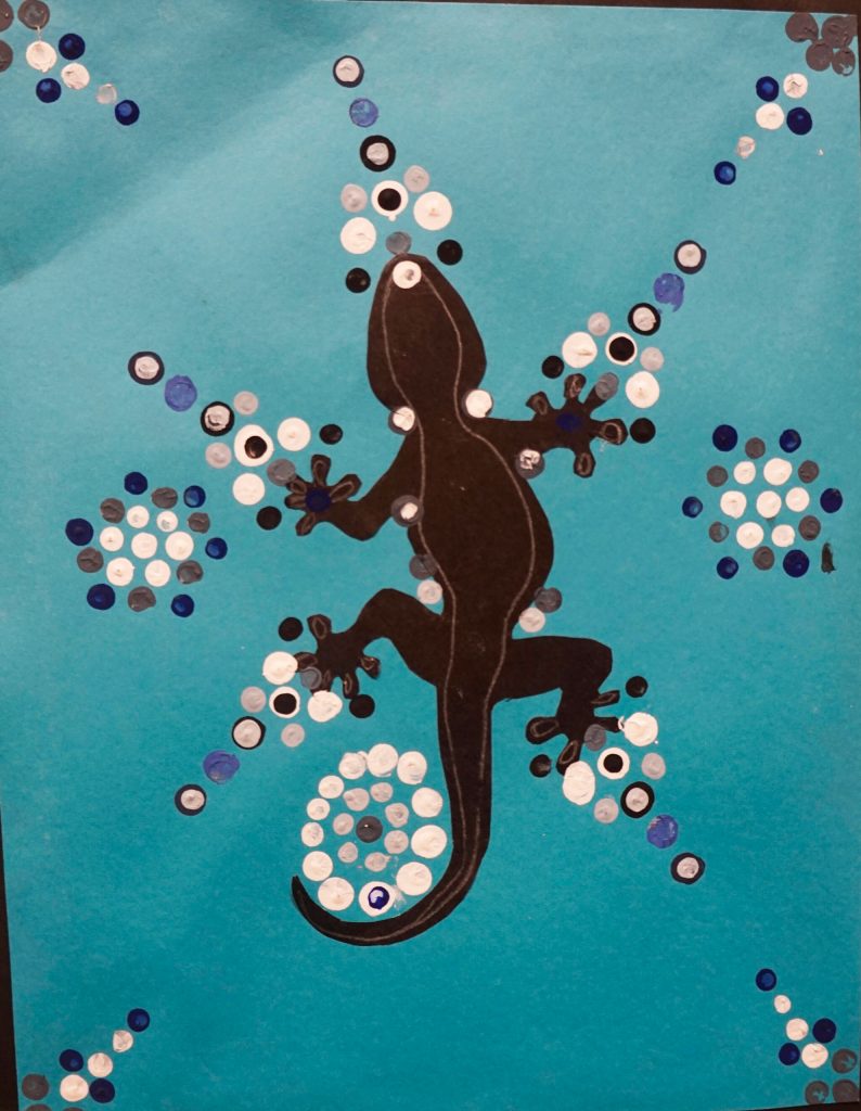 Grade 6 Fireweed Academy student Ayda Henrys acrylic and collage painting. (Photo by Michael Armstrong/Homer News)