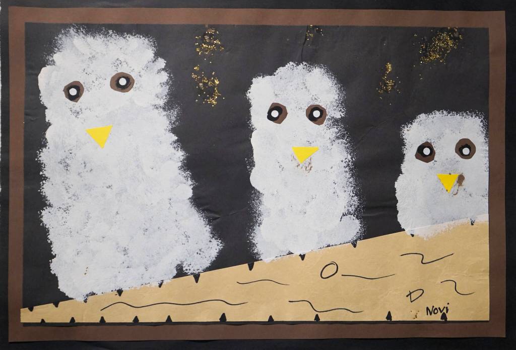 Grade 2 McNeil Canyon Elementary School student Novi Galbraiths mixed media work. (Photo by Michael Armstrong/Homer News)