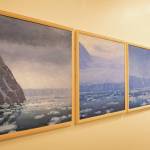 A series of paintings of the Columbia Glacier, which David Rosenthal called the poster child for glaciers and ice retreat. (Photo by Sean McDermott)