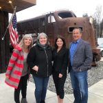 (From left) Regina Daniels Davis, Tara Sweeney, Sara Erickson and Greg Erickson attend a campaign meet and greet at Addie Camp on Saturday, April 16, 2022 in Soldotna, Alaska. Sweeney is running to fill the seat of former U.S. House Rep. Don Young, who died in March. (Photo courtesy Karina Waller)