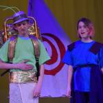 Alex Kahn and Madyson Davenport perform a scene from Moana during a dress rehearsal at the Renee C. Henderson Auditorium in Kenai, Alaska, on Wednesday, April 27, 2022. (Camille Botello/Peninsula Clarion)