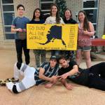 Members of Cook Inlet Academy mission trip in New Orleans, La., are photographed on Sunday, March 27, 2022. Back row: Britt Hall, Rachel Johnson, Grace Henry, Beka Dillingham, Emily Huffer. Front row: Noah Castenholz and Ryder Hagedorn,. (Photo courtesy Ginni Hagedorn)