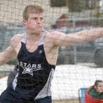 Soldotna's Dylan Dahlgren wins the discus at the SoHi Invitational on Saturday, April 30, 2022, at Soldotna High School in Soldotna, Alaska. (Photo by Jeff Helminiak/Peninsula Clarion)