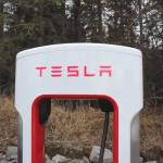 A Tesla charging station is used on Saturday, April 30, 2022, in Soldotna, Alaska. (Ashlyn OHara/Peninsula Clarion)