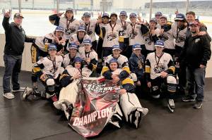 The Alaska Blades Under-14 AAA team celebrates after winning the CCM Chi-Town Shuffle from April 22 to 24, 2022, in Chicago. (Photo provided)
