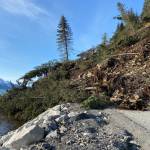 A landslide blocks Lowell Point Road in Seward, Alaska, on Sunday, May 8, 2022. (City of Seward)