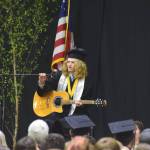 Nikiski Middle/High School Valedictorian Levi Anderson performs John Mayers Stop This Train during the schools 2022 commencement ceremony on Monday, May 16, 2022 in Nikiski, Alaska. (Ashlyn OHara/Peninsula Clarion)