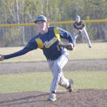 Homers Malachi Raymond delivers to Soldotna on Tuesday, May 17, 2022, at the Soldotna Little League fields in Soldotna, Alaska. (Photo by Jeff Helminiak/Peninsula Clarion)