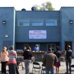 Kenai Peninsula Foundation President Tim Navarre speaks during a ribbon cutting ceremony at the Nikiski Shelter of Hope on Friday, May 20, 2022, in Nikiski, Alaska. (Ashlyn OHara/Peninsula Clarion)