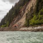 Employees of Metco Alaska work to remove debris from the Lowell Point Road May 23, 2022, following the May 7 Bear Mountain landslide that blocked the road and access to and from the community of Lowell Point. (Photo and caption courtesy of the Kenai Peninsula Borough)