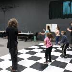 Kids participate in the first day of the Kenai Performers Drama Camp at the playhouse building in Soldotna on Monday, June 6, 2022. (Camille Botello/Peninsula Clarion)