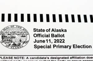 This photo shows the top of a ballot in the special primary election to fill the remainder of deceased U.S. Rep. Don Youngs term in the U.S. House of Representatives. In the primary, voters can only vote for one candidate. There will be a ranked choice special election on Aug. 16, which is the same date as the regular primary election. (Ben Hohenstatt / Juneau Empire)