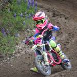 Soldotnas Karbon Lindley races at Alaska State Motocross 3 on Saturday, June 18, 2022, at Twin City Raceway in Kenai, Alaska. (Photo by Jeff Helminiak/Peninsula Clarion)